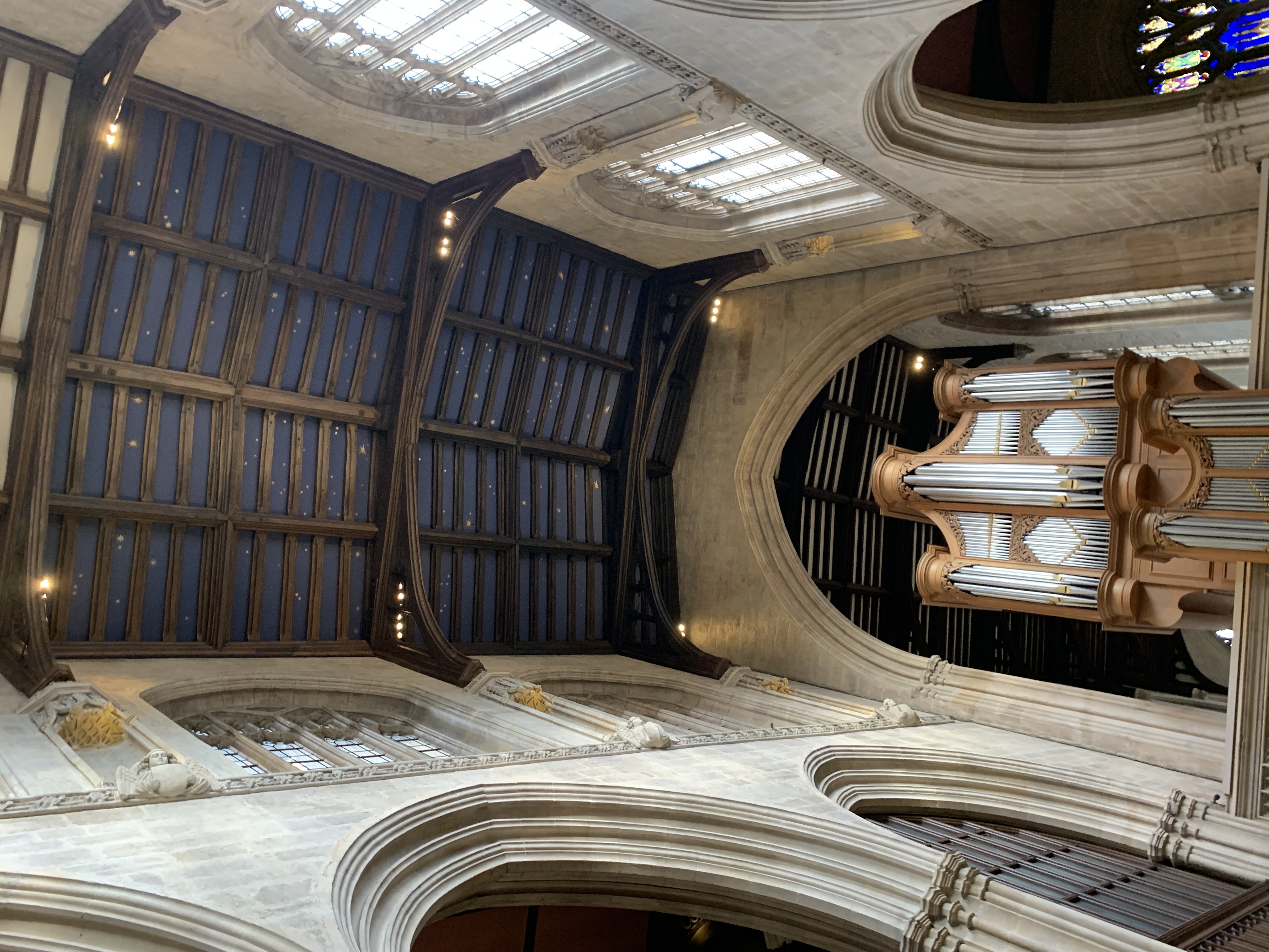 The star-studded ceiling of the University Church of St. Mary the Virgin.